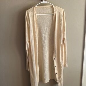 Cream Open Front Cardigan Sweater